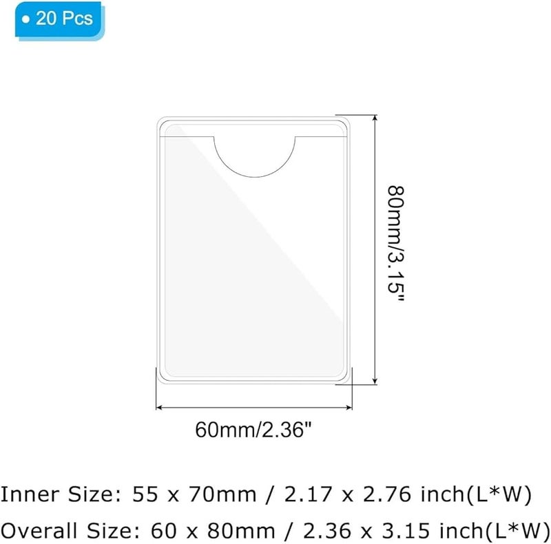Self Adhesive Label Holder Card Pockets 20pcs Clear Top Open Sleeves 60x80mm - Image 2